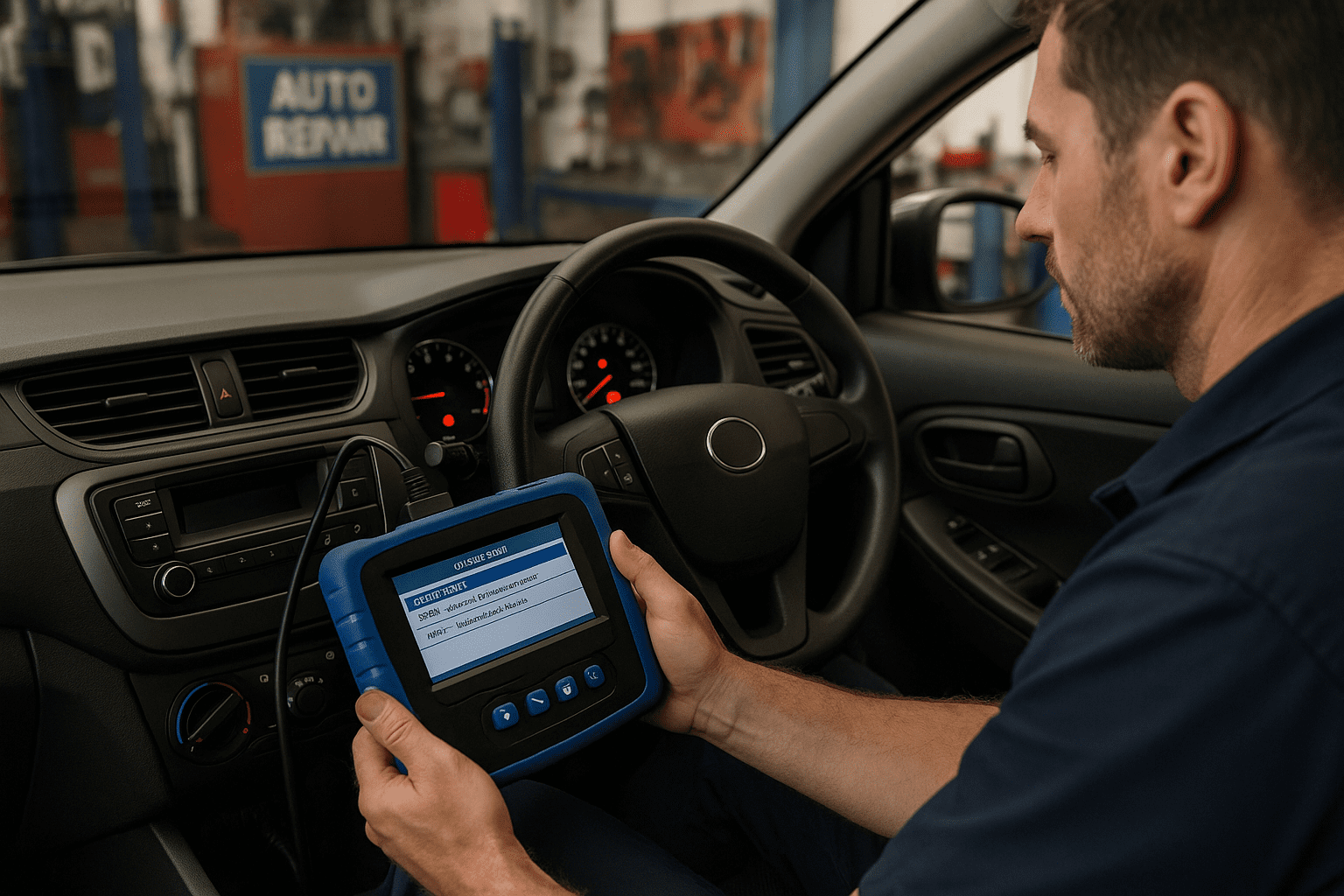 auto electrical diagnostic Ashburton. Mechanic Diagnosing Car Issue in Workshop